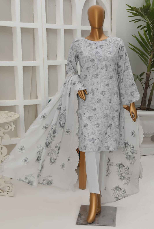 3 Piece Unstitched Embroidered Suit