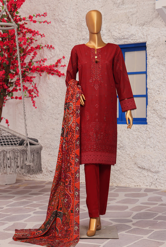 Crosshatch Embroidered Khaddar Unstitched Suit By HZ Textiles- KCE - 3093