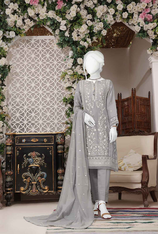 3 Piece Stitched Dobby Printed Suit