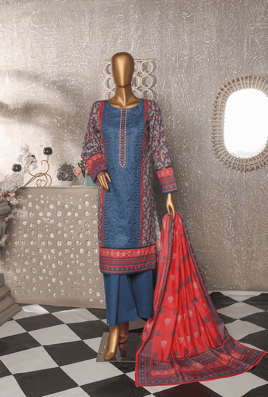 3 Piece Unstitched Embroidered Suit