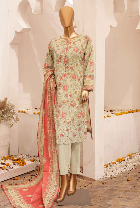 3 Piece Unstitched - Asasa Lawn Printed Suit - AEL-13