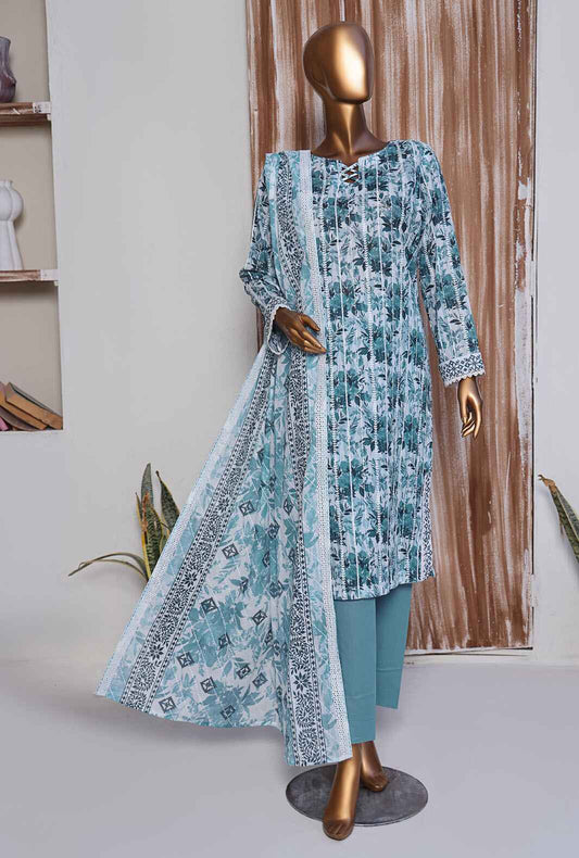 Dhagakari by HZ Textiles Embroidered Lawn Suit Unstitched 3 Piece DEC-1001- Summer Collection