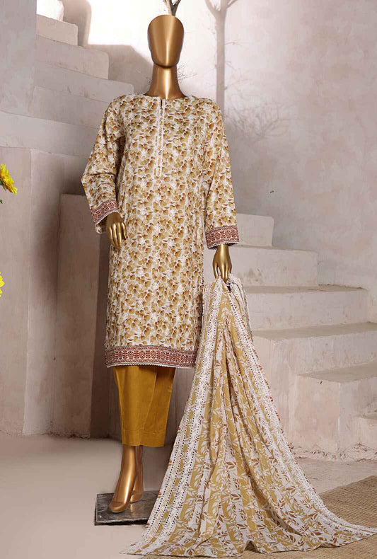 3 Piece Unstitched - Dhagakari Embroidered lawn Suit - DEC-993