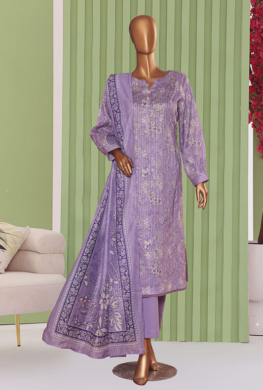 Dhagakari by HZ Textiles Embroidered Cotton Suit Unstitched 3 Piece DEC-105 - Winter Collection