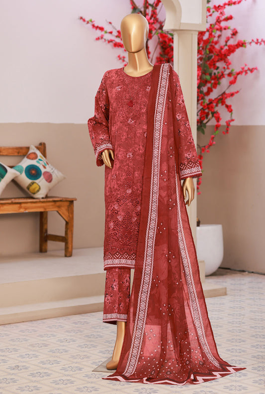 Elegant by HZ Textiles Embroidered Lawn Suit Unstitched 3 Piece EC-1011
