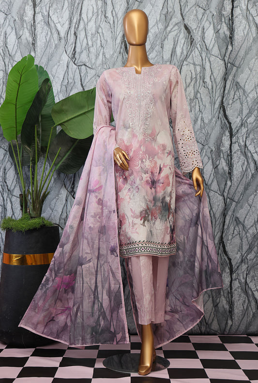 Elegant by HZ Textiles Embroidered Lawn Suit Unstitched 3 Piece EC-1043 - Summer Collection