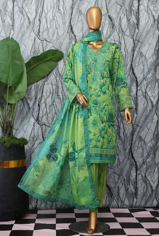 Elegant by HZ Textiles Embroidered Lawn Suit Unstitched 3 Piece EC-1049 - Summer Collection