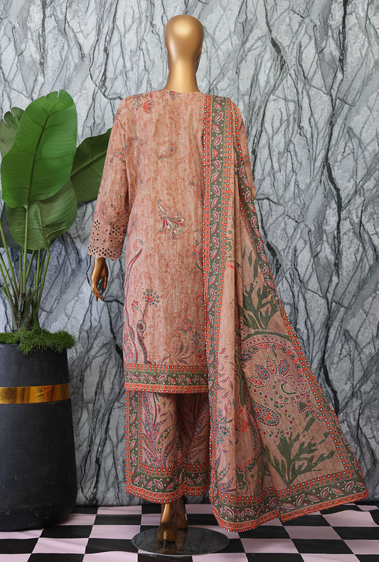 Elegant by HZ Textiles Embroidered Lawn Suit Unstitched 3 Piece EC-1050 - Summer Collection