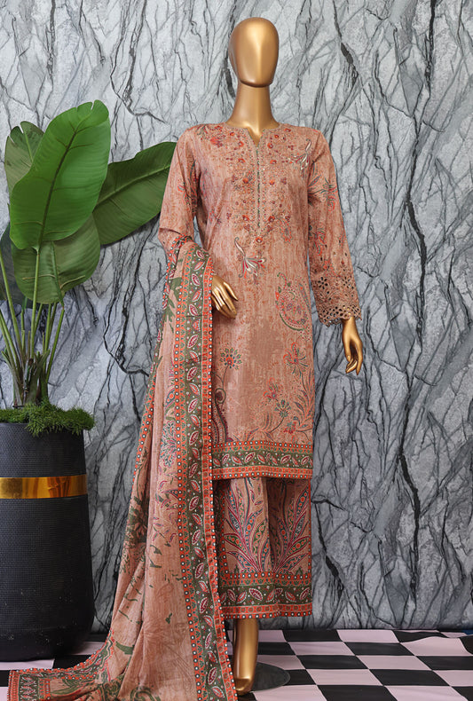 Elegant by HZ Textiles Embroidered Lawn Suit Unstitched 3 Piece EC-1050 - Summer Collection