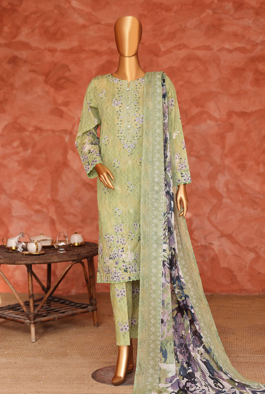 Elegant by HZ Textiles Embroidered Lawn Suit Unstitched 3 Piece EC-1052 Vol-02
