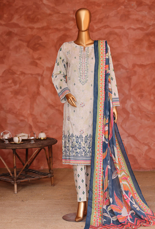 Elegant by HZ Textiles Embroidered Lawn Suit Unstitched 3 Piece EC-1057 Vol-02