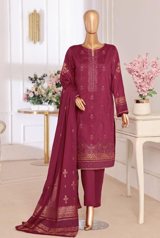Exclusive by HZ Textiles Embroidered Lawn Suit Unstitched 3 Piece EJC - 7045