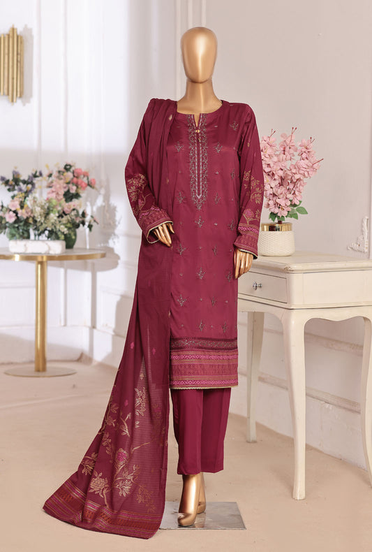 Exclusive by HZ Textiles Embroidered Lawn Suit Unstitched 3 Piece EJC - 7046
