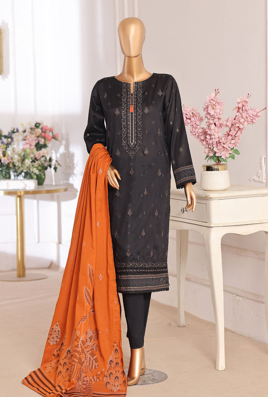 Exclusive by HZ Textiles Embroidered Lawn Suit Unstitched 3 Piece EJC - 7048