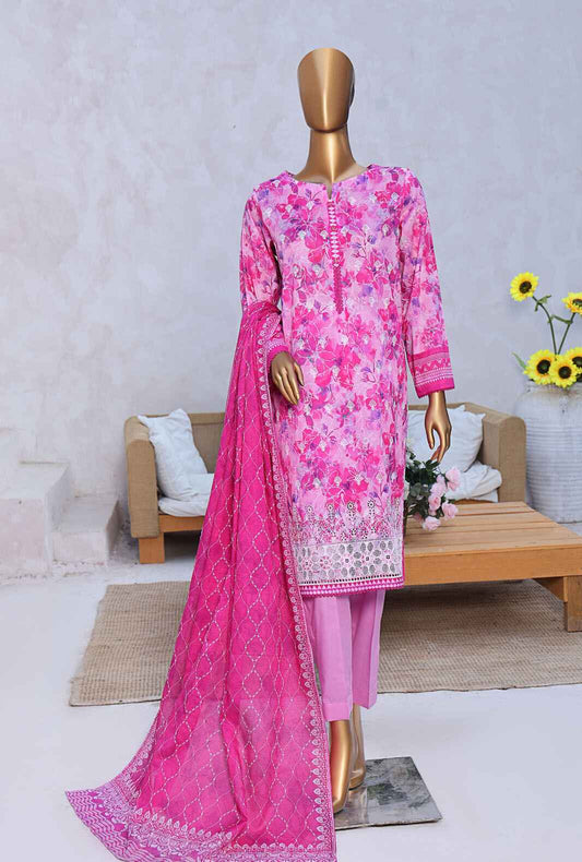 3 Piece Unstitched - Elite Chikankari Lawn Suit - ELC-238