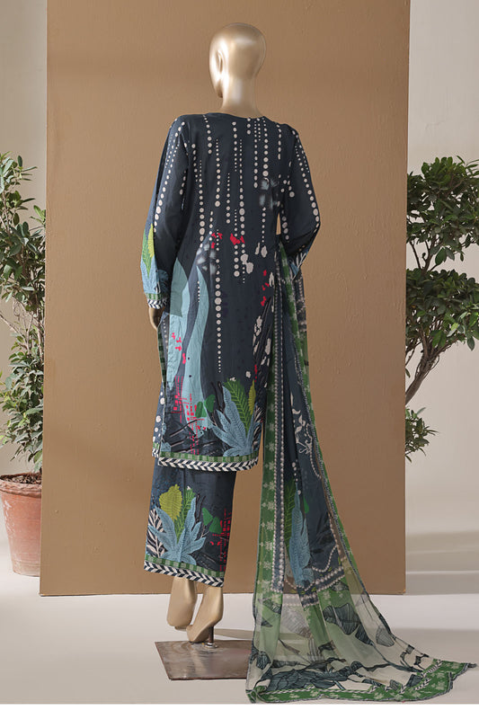 Intermix by HZ Textiles Printed Cambric Suit Stitched 3 Piece ELP-3P-531 Tropical Zinc