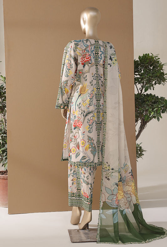 Intermix by HZ Textiles Printed Cambric Suit Stitched 3 Piece ELP-3P-533 Multi Vintage