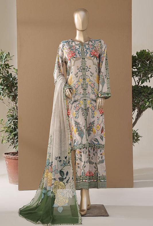 Intermix by HZ Textiles Printed Cambric Suit Stitched 3 Piece ELP-3P-533 Multi Vintage