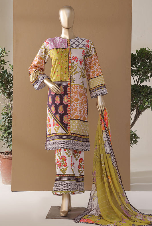 Intermix by HZ Textiles Printed Cambric Suit Stitched 3 Piece ELP-3P-537 Art Breakout