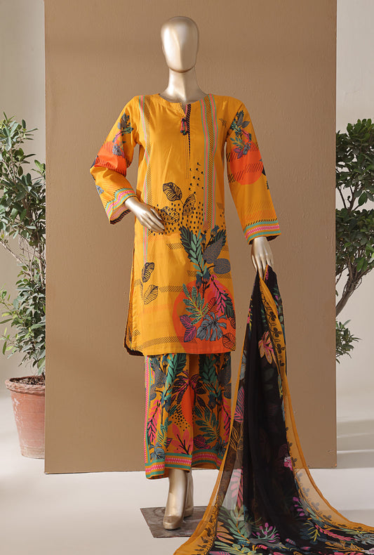 Intermix by HZ Textiles Printed Cambric Suit Stitched 3 Piece ELP-3P-538 Tropicana Mustard