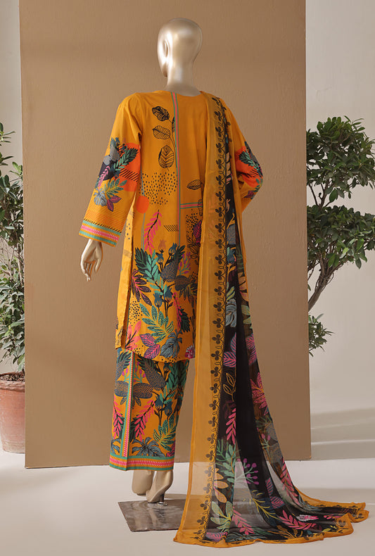 Intermix by HZ Textiles Printed Cambric Suit Stitched 3 Piece ELP-3P-538 Tropicana Mustard