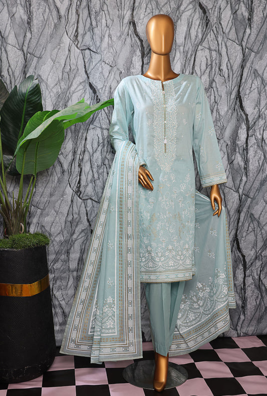 Exclusive Mid Summer by HZ Textiles Embroidered Cotton Suit Unstitched 3 Piece EMC-32 - Vol - 02