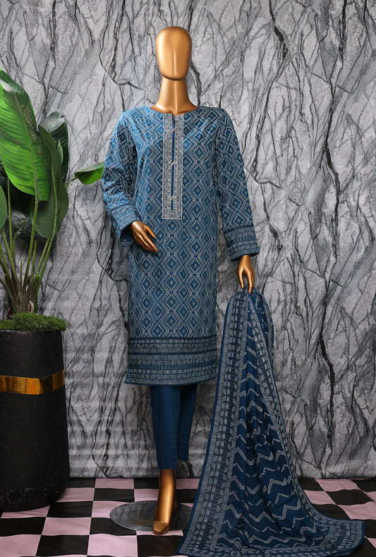 Exclusive Mid Summer by HZ Textiles Embroidered Cotton Suit Unstitched 3 Piece EMC-38 - Vol - 02