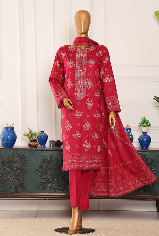 Exclusive Mid Summer by HZ Textiles Embroidered Cotton Suit Unstitched 3 Piece EMC-40 - Vol - 02