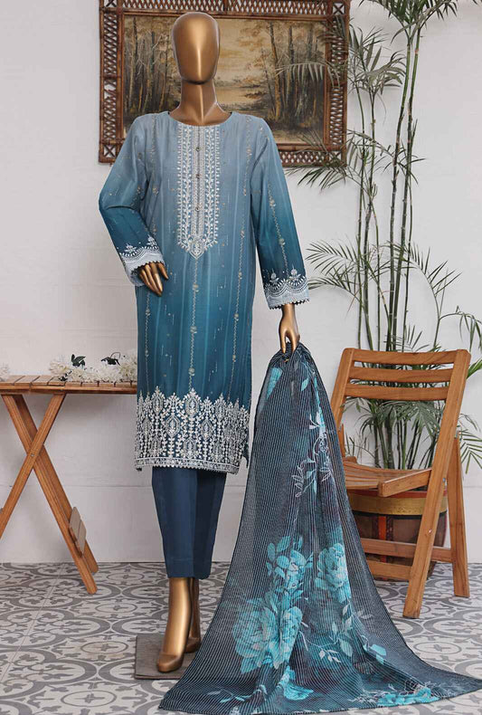 Festive Jacquard by HZ Textiles Embroidered Lawn Suit Unstitched 3 Piece FJE-1223 - Summer Collection