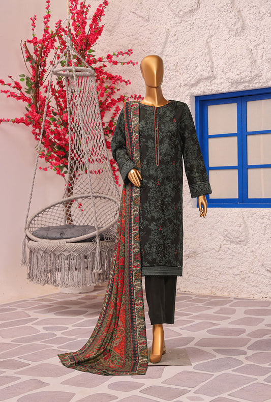 Crosshatch Embroidered Khaddar Unstitched Suit By HZ Textiles- KCE - 3087