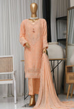 3 Piece Stitched Fasaane Chiffon HZK-167 Peach Vol-07