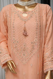 3 Piece Stitched Fasaane Chiffon HZK-167 Peach Vol-07