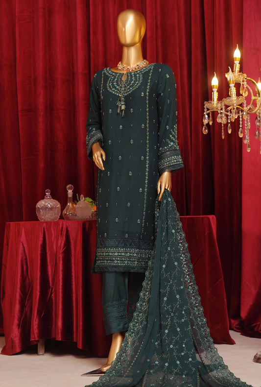 3 Piece Stitched Fasaane Chiffon HZK-187 Green Vol-07