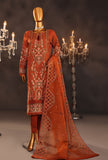 Falsafa Formals by HZ Textiles Embroidered Suit Organza Stitched 3 Piece HZK-204 Rust Vol 05 - Ready To Wear