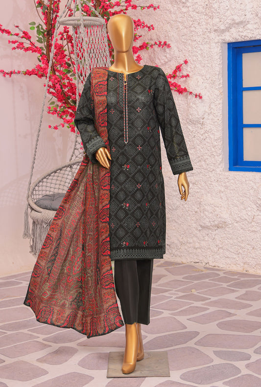 Crosshatch Embroidered Khaddar Unstitched Suit By HZ Textiles- KCE - 3086