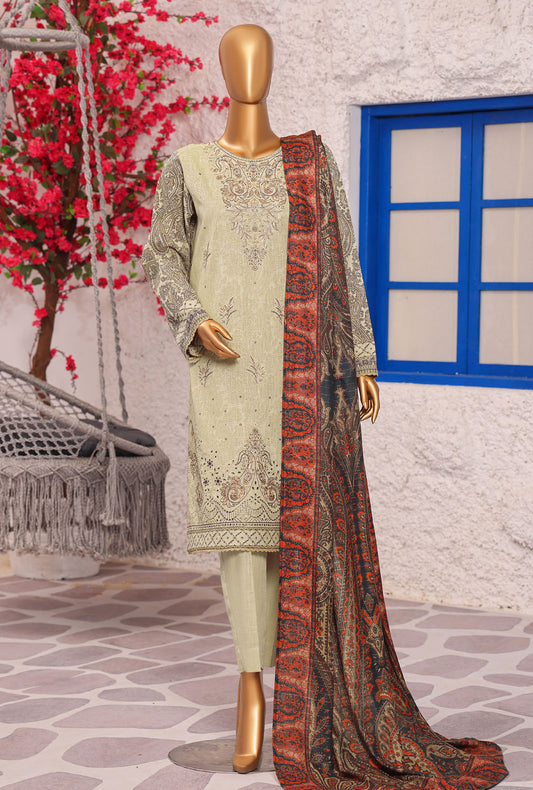 Crosshatch Embroidered Khaddar Unstitched Suit By HZ Textiles- KCE - 3091