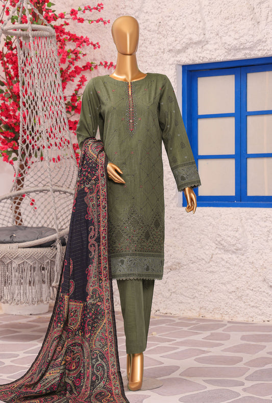 Crosshatch Embroidered Khaddar Unstitched Suit By HZ Textiles- KCE - 3095
