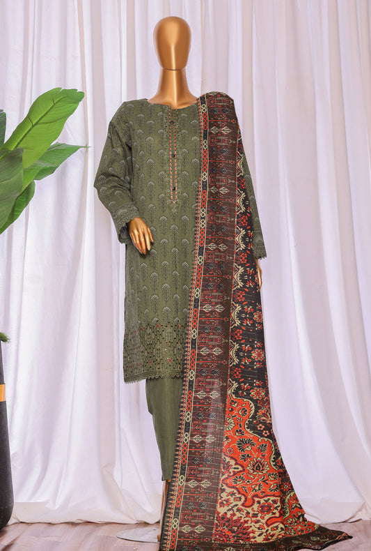 Crosshatch Embroidered Khaddar Unstitched Suit By HZ Textiles- KCE - 3097