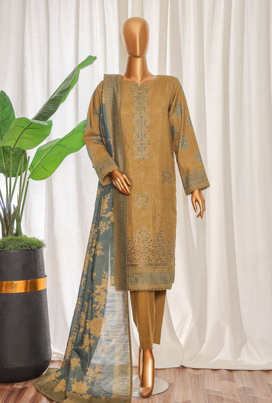 Premium Khaddar by HZ Textiles Embroidered Khaddar Suit Unstitched 3 Piece - KPE - 3038