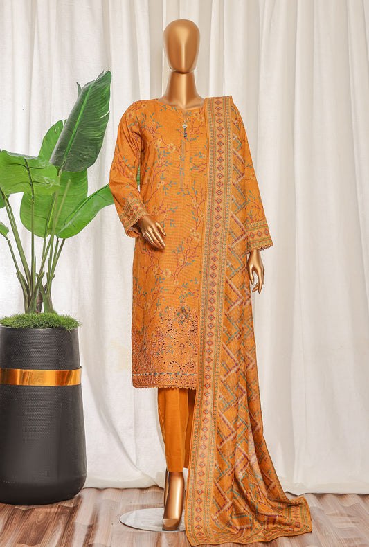 Premium Khaddar by HZ Textiles Embroidered Khaddar Suit Unstitched 3 Piece - KPE - 3039