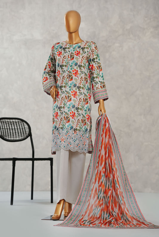 Aashkaar by HZ Textiles Printed Suit Lawn Stitched 3 Piece LPE-3P-511 Multi Ivory Vol-06
