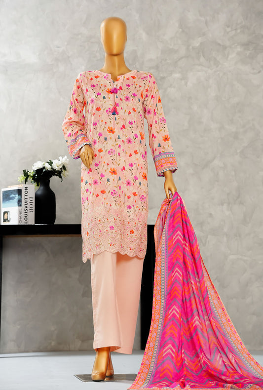 Aashkaar by HZ Textiles Printed Suit Lawn Stitched 3 Piece LPE-3P-512 Peach Garden Vol-06