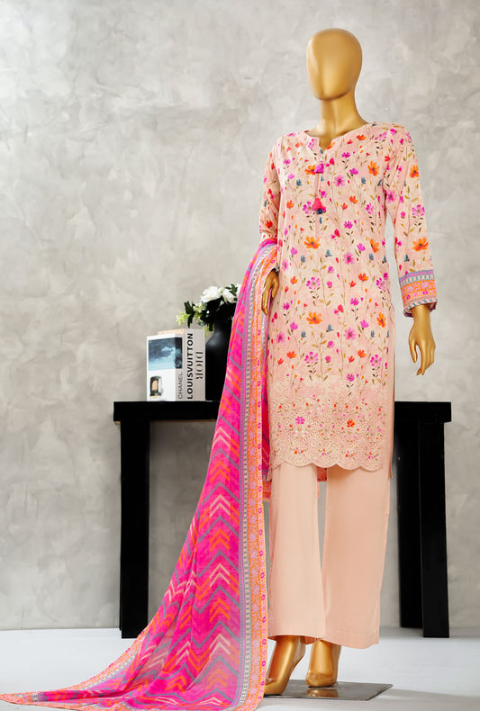Aashkaar by HZ Textiles Printed Suit Lawn Stitched 3 Piece LPE-3P-512 Peach Garden Vol-06