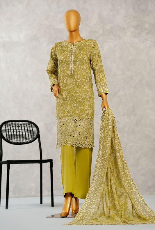 Aashkaar by HZ Textiles Printed Suit Lawn Stitched 3 Piece LPE-3P-513 Ferm Green Vol-06