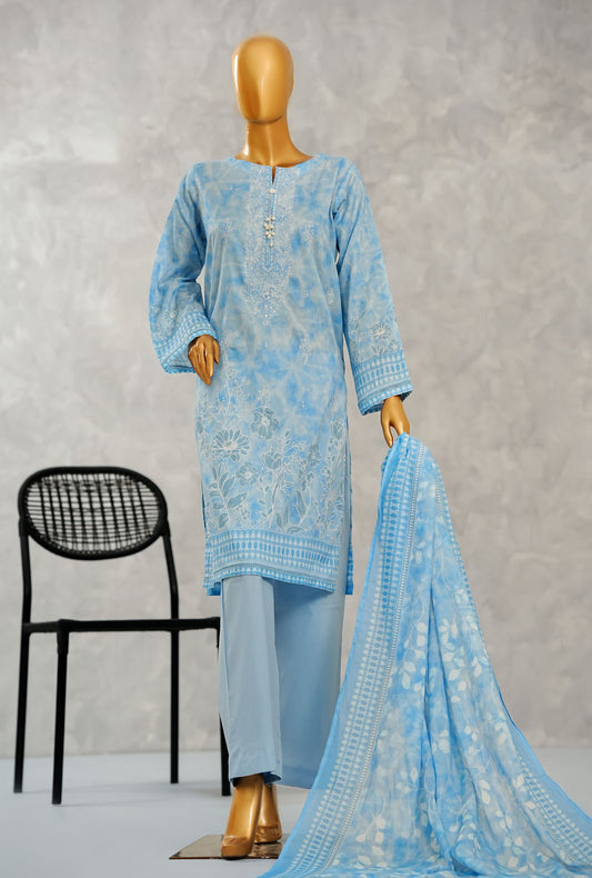 Aashkaar by HZ Textiles Printed Suit Lawn Stitched 3 Piece LPE-3P-514 Cloudy Blue Vol-06