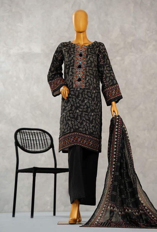 Aashkaar by HZ Textiles Printed Suit Lawn Stitched 3 Piece LPE-3P-515 Multi Black Vol-06