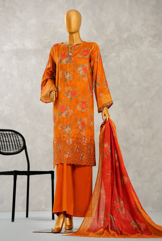 Aashkaar by HZ Textiles Printed Suit Lawn Stitched 3 Piece LPE-3P-516 Multi Rust Vol-06