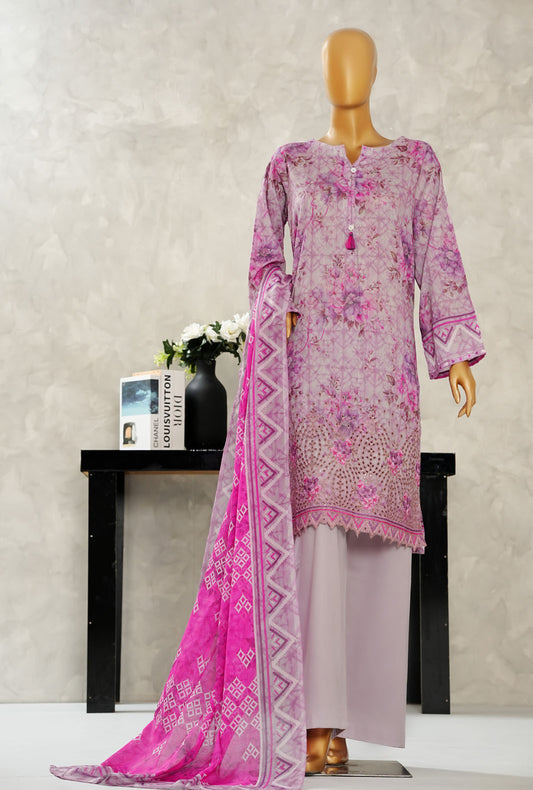 Aashkaar by HZ Textiles Printed Suit Lawn Stitched 3 Piece LPE-3P-519 Faded Lavender Vol-06