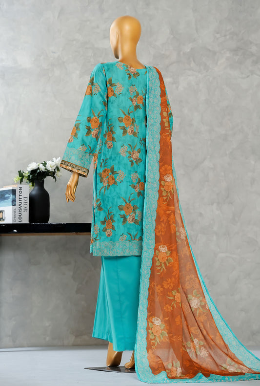 Aashkaar by HZ Textiles Printed Suit Lawn Stitched 3 Piece LPE-3P-520 Turquoise Vol-06
