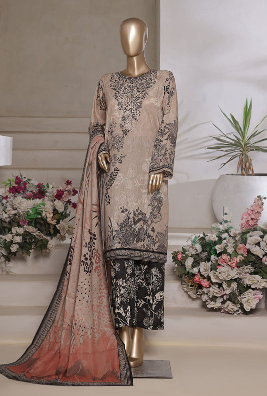 Aashkaar by HZ Textiles Printed Suit Lawn Stitched 3 Piece LPE-3P-540 Tropical Beige Vol-07 - Ready To Wear